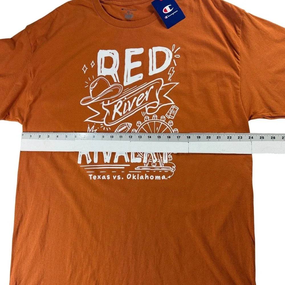 Champion Red River Rivalry Texas vs Oklahoma Tee XXL Orange College Football NWT - Picture 4 of 8